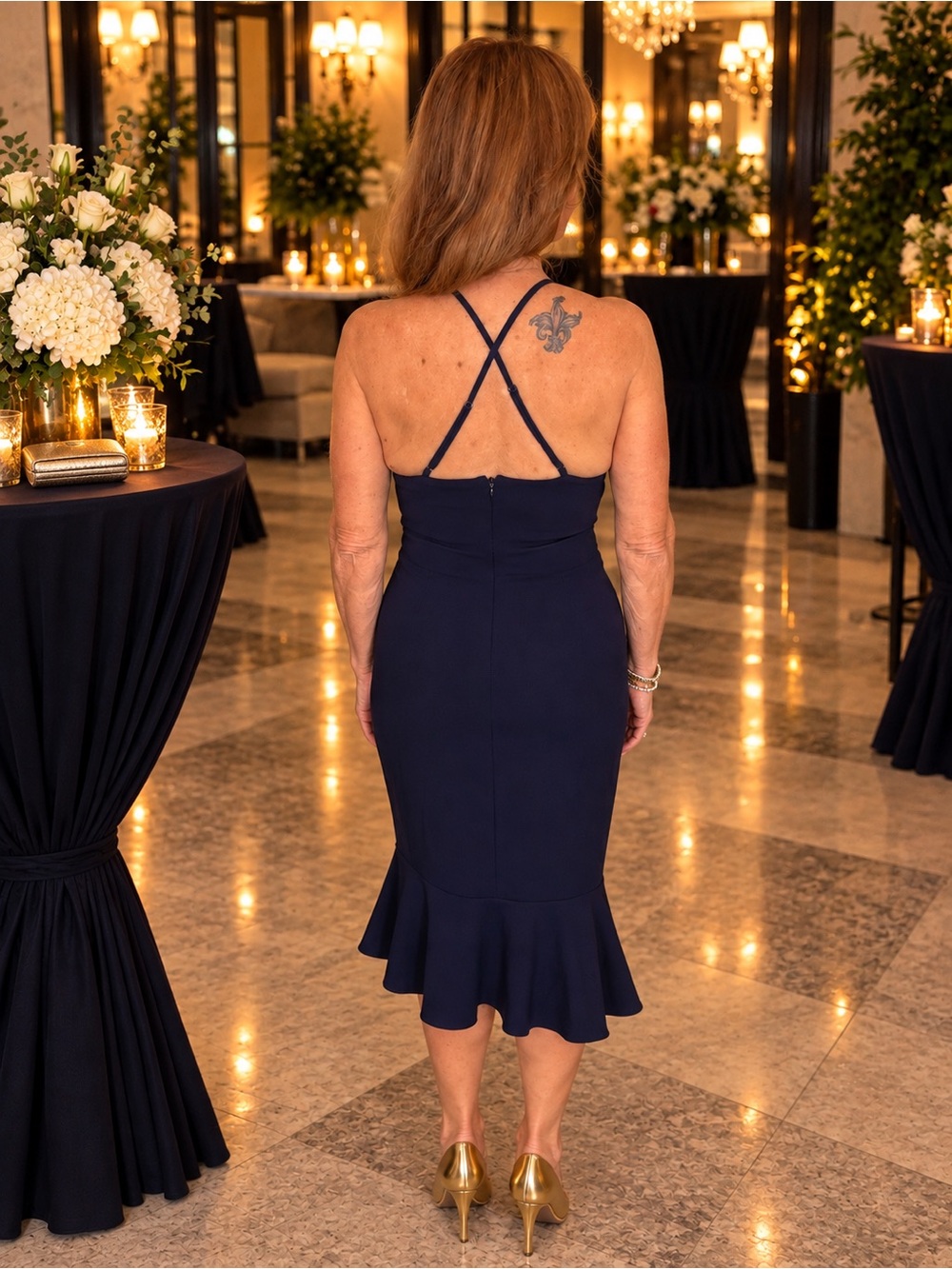 bebe Navy Blue Ruched Mermaid Midi Cocktail Dress Size Small NWT - Picture 2 of 8